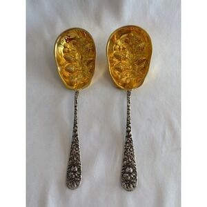 Vintage Godinger Olde Bouquet Silver Plate Gold Wash Strawberry Berry Serving Sp